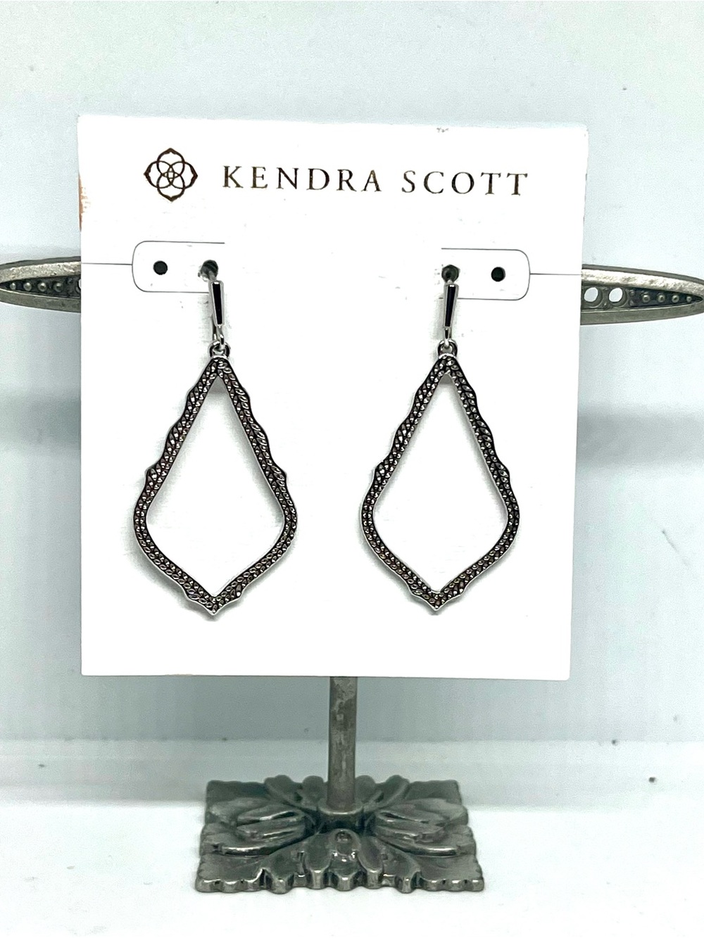 Kendra Scott Silver Textured Open Teardrop Dangle Earrings